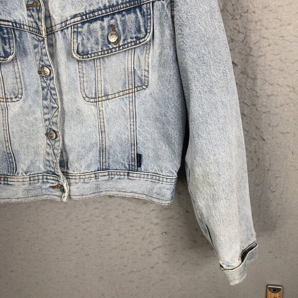 Vintage Old Navy Jean Jacket Womens Large Sunwashed Distressed Y2K 90s Western - Picture 9 of 16